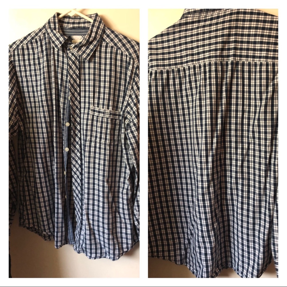 Like new blue and white plaid button down